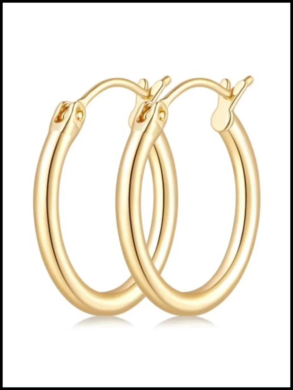 14K Gold Plated Small Hoop Earrings for Women Lightweight Huggie Hoops Latch
